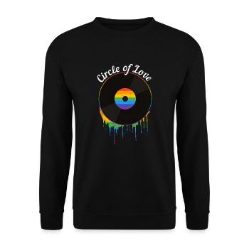 Vinyle LGBT Circle Of Love Retro Record Musique - Sweat-shirt Unisexe - noir - Devant - Alina (178cm) & Michal (187cm)