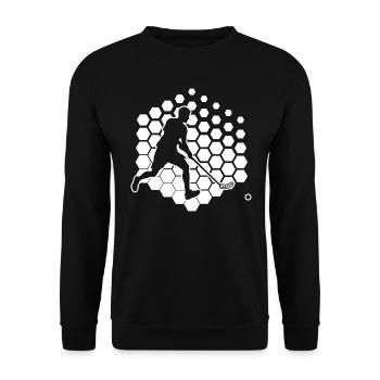 Unihockey Unihockeyspielen Floorball Salibandy - Unisex Pullover - Schwarz - Vorne - Alina (178cm) & Michal (187cm)