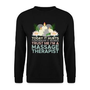 Physiothérapeute Orthophonie et massothérapie Chir - Sweat-shirt Unisexe - noir - Devant - Alina (178cm) & Michal (187cm)