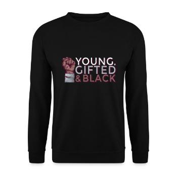 Jeune surdoué Histoire des Noirs Juneteenth Melanin - Sweat-shirt Unisexe - noir - Devant - Alina (178cm) & Michal (187cm)