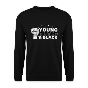 Jeune surdoué Histoire des Noirs Juneteenth Melanin - Sweat-shirt Unisexe - noir - Devant - Alina (178cm) & Michal (187cm)