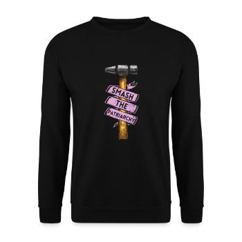 Smash The Patriarchy Feminist Women Empowerment - Unisex Pullover - Schwarz - Vorne - Alina (178cm) & Michal (187cm)