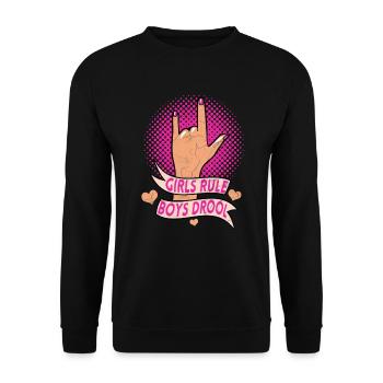Girls Rule Boys Drool Feminist Women Empowerment - Unisex Sweatshirt - black - Front - Alina (178cm) & Michal (187cm)