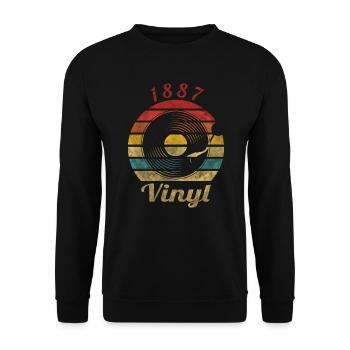 1887 Vinyl Retro Vintage Music - Unisex Pullover - Schwarz - Vorne - Alina (178cm) & Michal (187cm)