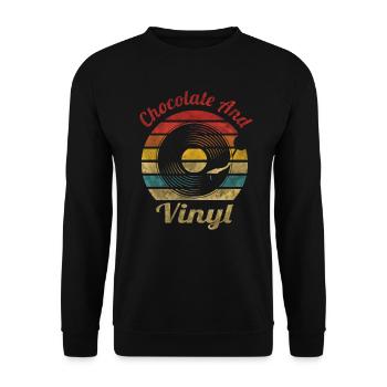 Chocolat et Vinyle Rétro Vintage Music - Sweat-shirt Unisexe - noir - Devant - Alina (178cm) & Michal (187cm)