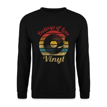 Feelings of Love Vinyl Retro Vintage Music - Unisex Pullover - Schwarz - Vorne - Alina (178cm) & Michal (187cm)