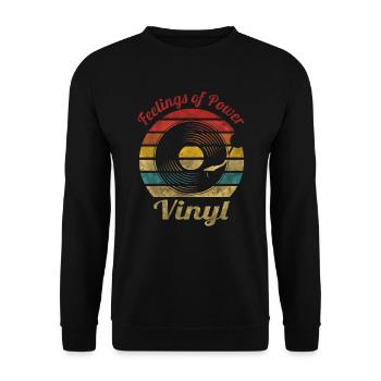 Sentiments de Power Vinyl Retro Vintage Music - Sweat-shirt Unisexe - noir - Devant - Alina (178cm) & Michal (187cm)