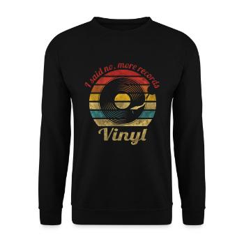 I said no, more records Vinyl Retro Vintage Music - Unisex Pullover - Schwarz - Vorne - Alina (178cm) & Michal (187cm)
