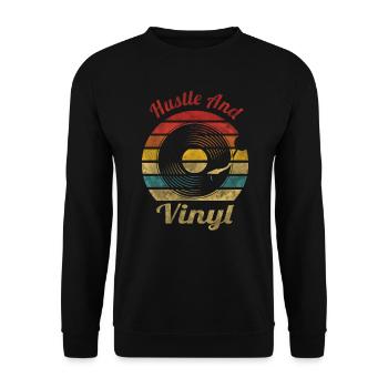 Hustle et Vinyl Retro Vintage Music - Sweat-shirt Unisexe - noir - Devant - Alina (178cm) & Michal (187cm)