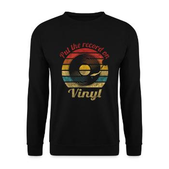 Put the record on Vinyl Retro Vintage Music - Unisex Sweatshirt - black - Front - Alina (178cm) & Michal (187cm)