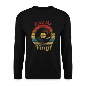 Save the Vinyl Retro Vintage Music - Unisex Sweatshirt - black - Front - Alina (178cm) & Michal (187cm)
