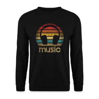 Headphones Listen to the Music Sound Retro Vintage - Unisex Sweatshirt - black - Front - Alina (178cm) & Michal (187cm)