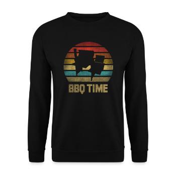 BBQ Time Barbecue Grilling Retro Vintage - Unisex Sweatshirt - black - Front - Alina (178cm) & Michal (187cm)