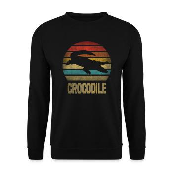 Crocodile Croco Croc Rétro Vintage Coucher de Soleil - Sweat-shirt Unisexe - noir - Devant - Alina (178cm) & Michal (187cm)