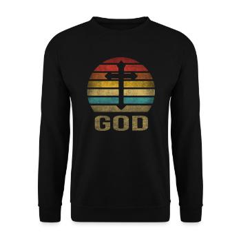 Cross Christianity God Jesus OMG Saviour Sunset - Unisex Sweatshirt - black - Front - Alina (178cm) & Michal (187cm)