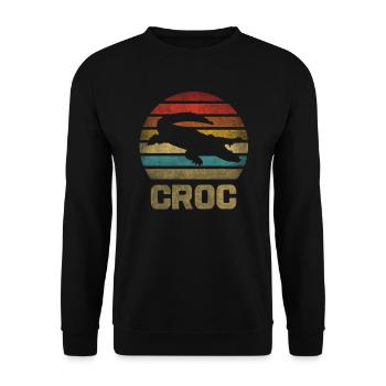 Crocodile Croco Croc Rétro Vintage Coucher de Soleil - Sweat-shirt Unisexe - noir - Devant - Alina (178cm) & Michal (187cm)