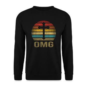 Cross Christianity God Jesus OMG Saviour Sunset - Unisex Sweatshirt - black - Front - Alina (178cm) & Michal (187cm)
