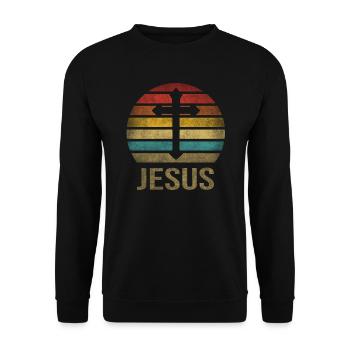 Cross Christianity God Jesus OMG Saviour Sunset - Unisex Sweatshirt - black - Front - Alina (178cm) & Michal (187cm)
