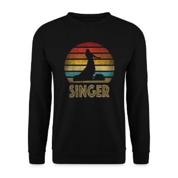 Female Singer Singing Sing! Retro Vintage Sunset - Unisex Sweatshirt - black - Front - Alina (178cm) & Michal (187cm)