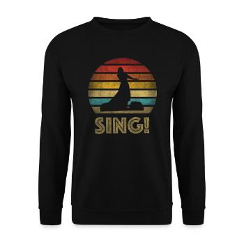 Female Singer Singing Sing! Retro Vintage Sunset - Unisex Sweatshirt - black - Front - Alina (178cm) & Michal (187cm)