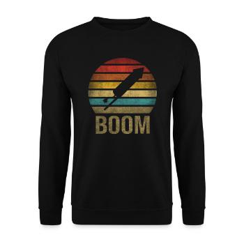 Fireworks Boom Rocket Going Up Launch Retro - Unisex Pullover - Schwarz - Vorne - Alina (178cm) & Michal (187cm)