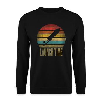Fireworks Boom Rocket Going Up Launch Retro - Unisex Pullover - Schwarz - Vorne - Alina (178cm) & Michal (187cm)