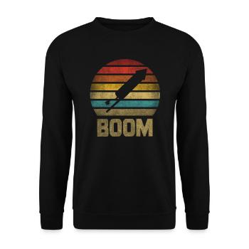 Fireworks Boom Rocket Going Up Launch Retro - Unisex Pullover - Schwarz - Vorne - Alina (178cm) & Michal (187cm)