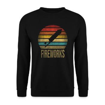 Fireworks Boom Rocket Going Up Launch Retro - Unisex Pullover - Schwarz - Vorne - Alina (178cm) & Michal (187cm)