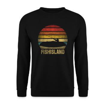 Fishing Fisherman Fisherwoman Fisher Retro Vintage - Unisex Pullover - Schwarz - Vorne - Alina (178cm) & Michal (187cm)