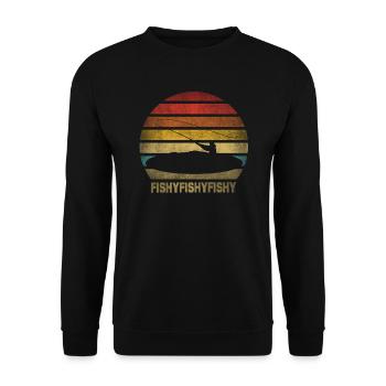 Fishing Fisherman Fisherwoman Fisher Retro Vintage - Unisex Pullover - Schwarz - Vorne - Alina (178cm) & Michal (187cm)