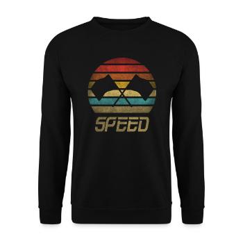 Drapeaux Voitures de course Race Flag Speed Retro Vintage - Sweat-shirt Unisexe - noir - Devant - Alina (178cm) & Michal (187cm)