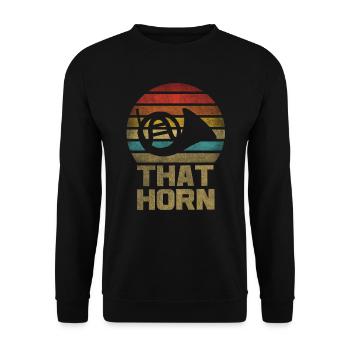 Français Instrument de cor Retro Sunset - Sweat-shirt Unisexe - noir - Devant - Alina (178cm) & Michal (187cm)