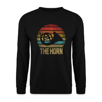 Français Instrument de cor Retro Sunset - Sweat-shirt Unisexe - noir - Devant - Alina (178cm) & Michal (187cm)