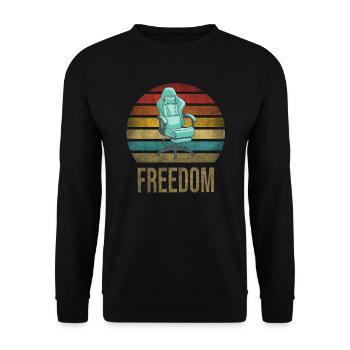 Gaming Chair Gamer Sit Down In Freedom Kingdom - Unisex Pullover - Schwarz - Vorne - Alina (178cm) & Michal (187cm)