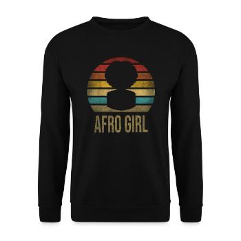 Afro Girl Hair Retro Vintage Sunset - Unisex Sweatshirt - black - Front - Alina (178cm) & Michal (187cm)