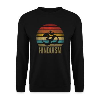 Hindouisme Aum Lettre Religion Rétro Coucher de Soleil - Sweat-shirt Unisexe - noir - Devant - Alina (178cm) & Michal (187cm)