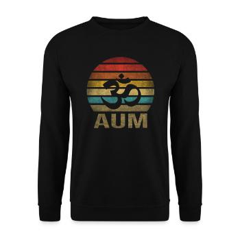 Hindouisme Aum Lettre Religion Rétro Coucher de Soleil - Sweat-shirt Unisexe - noir - Devant - Alina (178cm) & Michal (187cm)