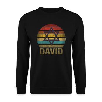 Jewish Star of David Religion Retro Sunset - Unisex Sweatshirt - black - Front - Alina (178cm) & Michal (187cm)