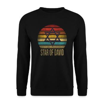 Jewish Star of David Religion Retro Sunset - Unisex Sweatshirt - black - Front - Alina (178cm) & Michal (187cm)