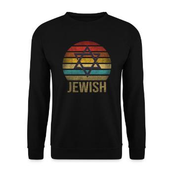 Jewish Star of David Religion Retro Sunset - Unisex Sweatshirt - black - Front - Alina (178cm) & Michal (187cm)