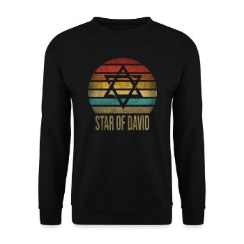 Jewish Star of David Religion Retro Sunset - Unisex Sweatshirt - black - Front - Alina (178cm) & Michal (187cm)