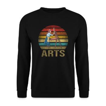 Peinture Petite Fille à l’intérieur Arts Rétro Coucher de Soleil - Sweat-shirt Unisexe - noir - Devant - Alina (178cm) & Michal (187cm)