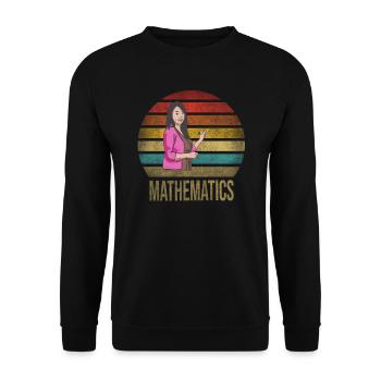 Math Teacher Mathematics School Retro Sunset - Unisex Sweatshirt - black - Front - Alina (178cm) & Michal (187cm)