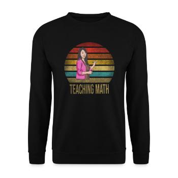 Math Teacher Mathematics School Retro Sunset - Unisex Sweatshirt - black - Front - Alina (178cm) & Michal (187cm)