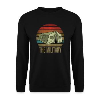 Military Tent Army Retro Sunset Vintage - Unisex Sweatshirt - black - Front - Alina (178cm) & Michal (187cm)