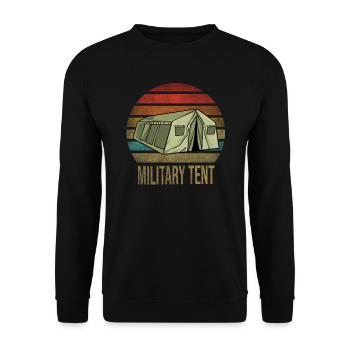 Military Tent Army Retro Sunset Vintage - Unisex Sweatshirt - black - Front - Alina (178cm) & Michal (187cm)