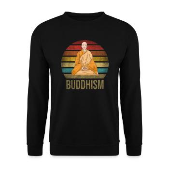 Monk Buddhist Monk Buddhism Meditation - Unisex Sweatshirt - black - Front - Alina (178cm) & Michal (187cm)