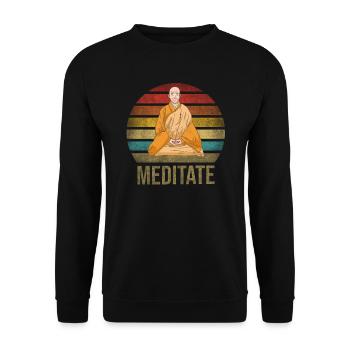 Monk Buddhist Monk Buddhism Meditation - Unisex Sweatshirt - black - Front - Alina (178cm) & Michal (187cm)