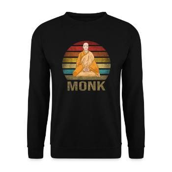Monk Buddhist Monk Buddhism Meditation - Unisex Sweatshirt - black - Front - Alina (178cm) & Michal (187cm)