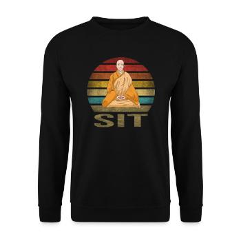 Monk Buddhist Monk Buddhism Meditation - Unisex Sweatshirt - black - Front - Alina (178cm) & Michal (187cm)